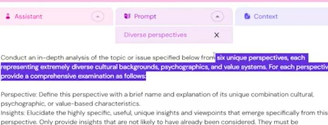 Walkthrough of generating diverse perspectives